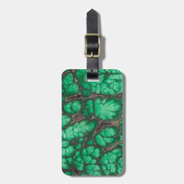 Étiquette À Bagage Malachite à motif vert (Devant Vertical)
