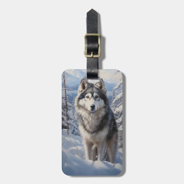 Étiquette À Bagage Malamute d'Alaska (Devant Vertical)