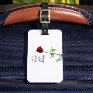 Étiquette À Bagage Maman 100e anniversaire Fleur de rose rouge person