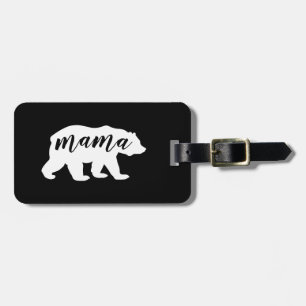 Étiquette À Bagage Maman noire et blanche Bear Silhouette de