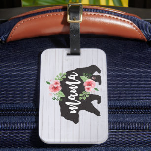 Étiquette À Bagage Maman Ours Élégant Rustique Floral Fleurs Maman