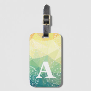 Étiquette À Bagage Mandala green white ombre design luggage tag