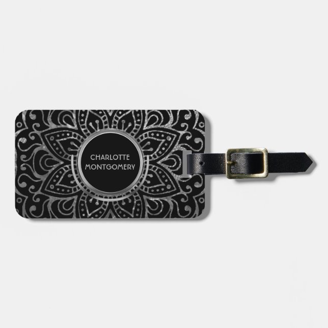 Étiquette À Bagage Mandala| Jeune fille monographique (Devant horizontal)