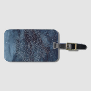 Étiquette À Bagage Mandala Moderne Élégant Bleu Marine