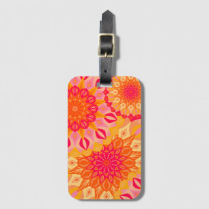 Étiquette À Bagage Mandala superposé orange rose jaune