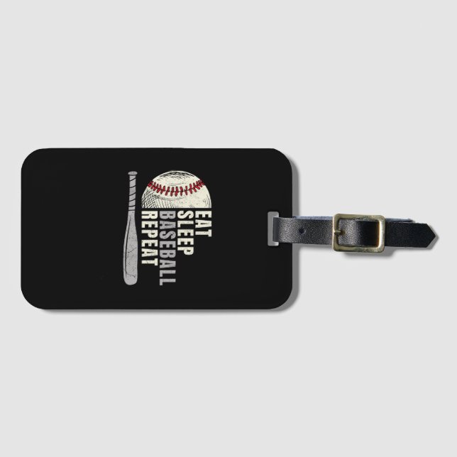 Étiquette À Bagage Mangez Sleep Baseball Répéter Funny Baseball Playe (Devant Horizontal)