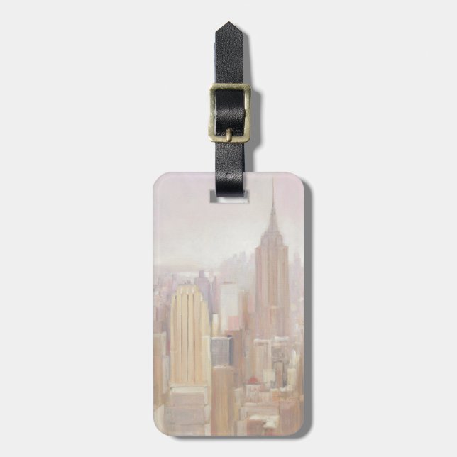 Étiquette À Bagage Manhattan dans la brume | New York City (Devant Vertical)