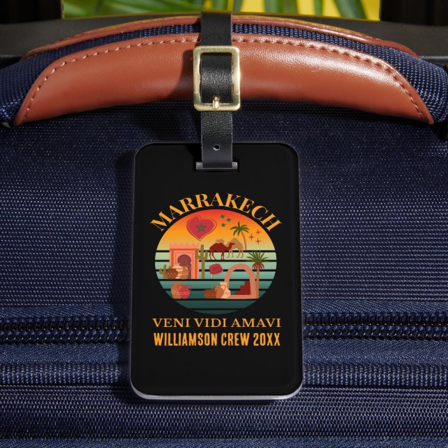 Étiquette À Bagage MARAKKESH Veni Vidi Amavi Maroc Vacances familiale (Insitu Rectoal 2)