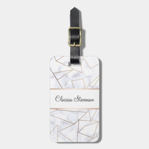 Étiquette À Bagage marbre blanc géométrique d'or rose moderne élégant