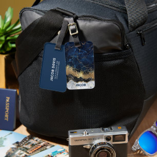 Étiquette À Bagage Marbre et Parties scintillant