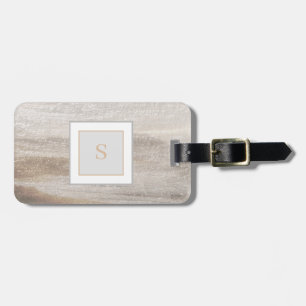 Étiquette À Bagage Marbre gris et beige avec monogramme