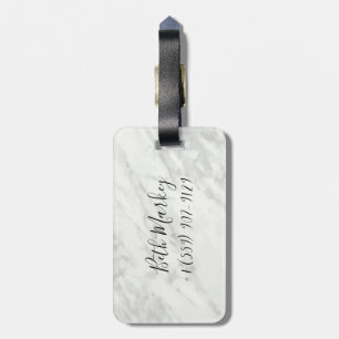 Étiquette À Bagage Marbre moderne noir et blanc Monogramme Personnali
