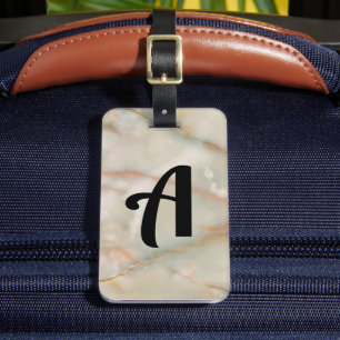 Étiquette À Bagage Marbre Monogramme Nom personnalisé Cadeau initial