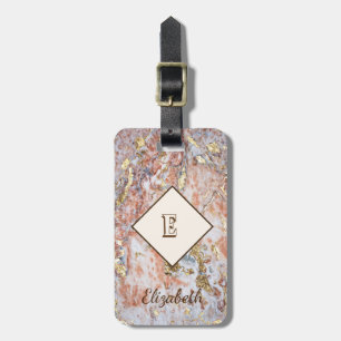 Étiquette À Bagage Marbre Ombré Tendance, Personnalisé Monogramme