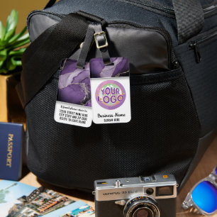 Étiquette À Bagage Marbré violet et marque d'or Élégante entreprise