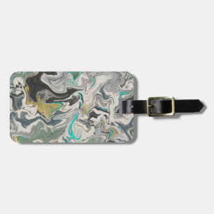 Étiquette À Bagage Marbrure de pierre avec veines de turquoise recto-