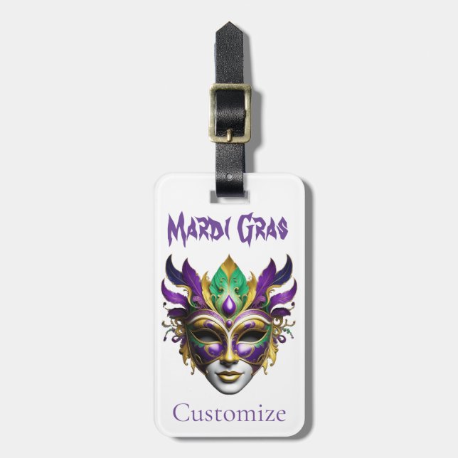 Étiquette À Bagage Mardi Gras Masque Thunder_Cove (Devant Vertical)