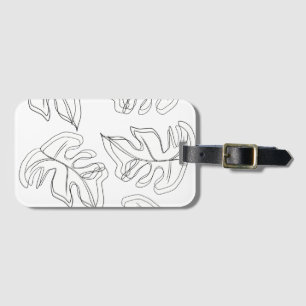 Étiquette À Bagage Mariage botanique Monstera noir et blanc