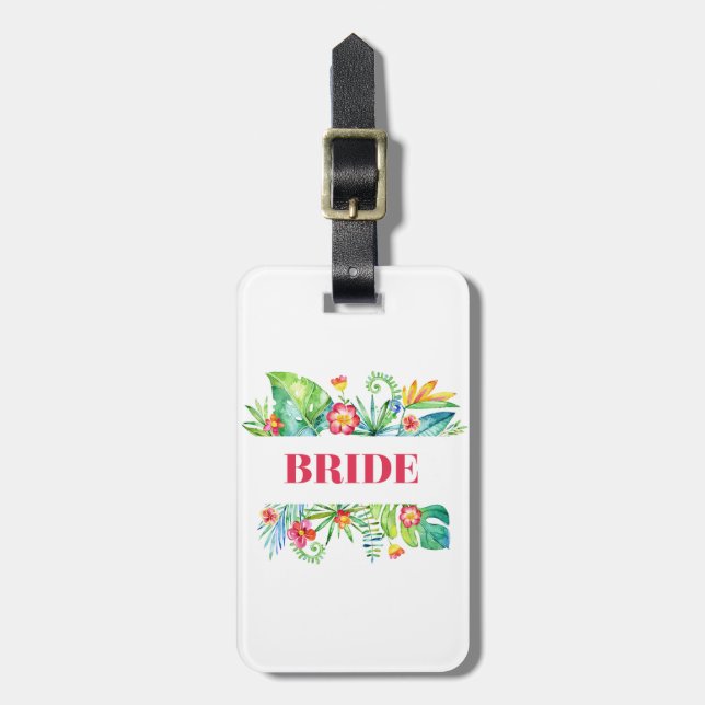 Étiquette À Bagage Mariage de destination de plage tropicale de marié (Devant Vertical)
