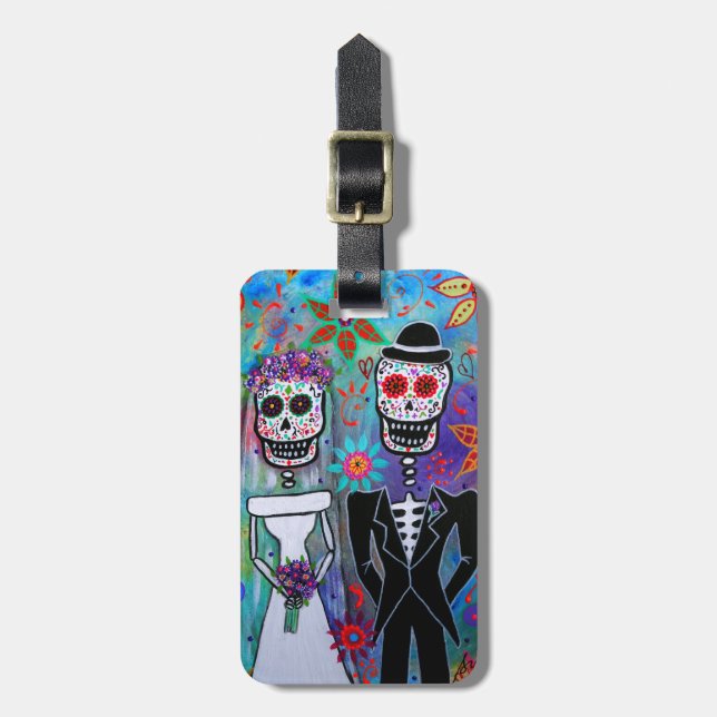 ÉTIQUETTE À BAGAGE MARIAGE DIA DE LOS MUERTOS (Devant Vertical)