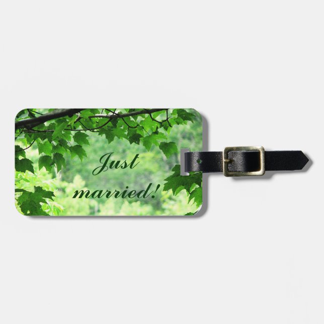 Étiquette À Bagage Mariage feuille (Devant horizontal)