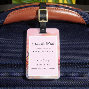 Étiquette À Bagage Mariage Fleurs de Cerisier Sakura Enregistrez la D