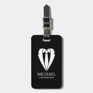 Étiquette À Bagage Mariage noir et Cravate Groomsman