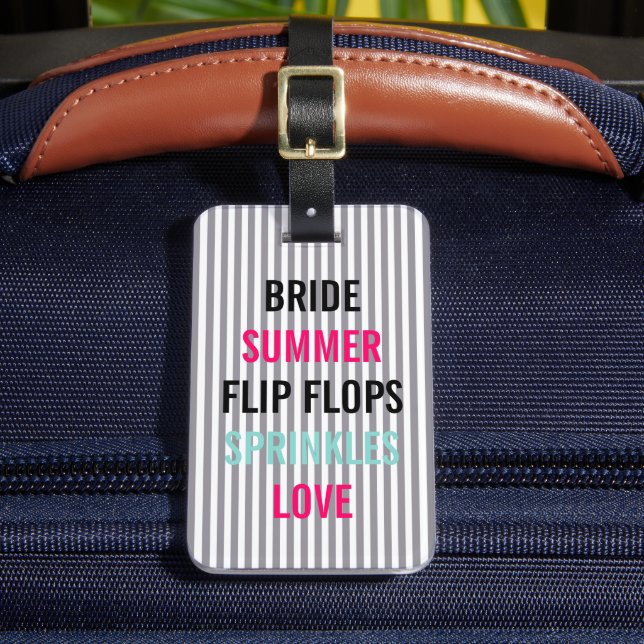 Étiquette À Bagage Mariée d'été en seersucker bleu Fête de mariage (Insitu Rectoal 2)