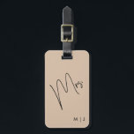 Étiquette À Bagage Mariée moderne | Beige   noir<br><div class="desc">Montrez votre fidélité à votre mariée avec un équipement personnalisé parfait pour les mariages de destination.</div>