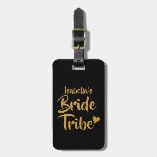 Étiquette À Bagage Mariée Personnalisée Tribu Cœur Or
