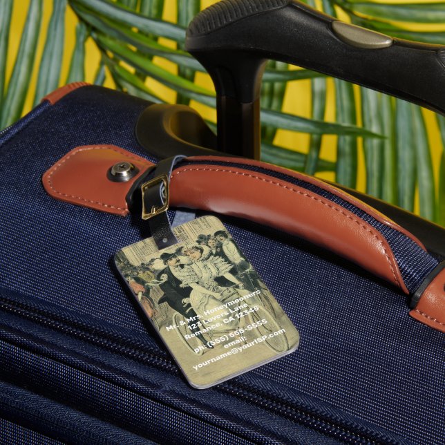 Étiquette À Bagage Mariés à vélo de mariage victorien (Insitu Rectoal 1)