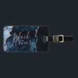 Étiquette À Bagage Marine Bleu & Rose Or Agate Marbre Maid of Honor<br><div class="desc">Marine Blue & Rose Gold Foil Aquarelle Marbre Agate Géode Doré Design,  avec polices Moderne et Script. Marque de bagages tendance et chic Mariage Maid of Honor ! ~ Regardez ma boutique pour voir l'ensemble de la suite mariage pour ce design!</div>