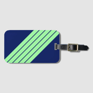 Étiquette À Bagage Marine Bleu Vert rayé 80s Classic Retro rayures