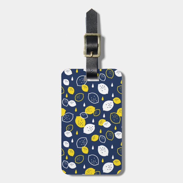 Étiquette À Bagage Marine Blue Lemon Art - Refresh Citrus Design (Devant Vertical)