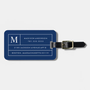 Étiquette À Bagage Marine Blue Modern Lines Etiquettes à bagages
