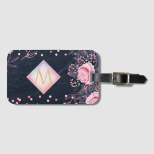 Étiquette À Bagage Marine Rosegold Cadeaux Monogramme Girl Floral Ros