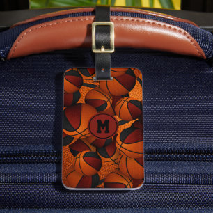 Étiquette À Bagage Maroon noir basketballs motif couleurs de l'équipe