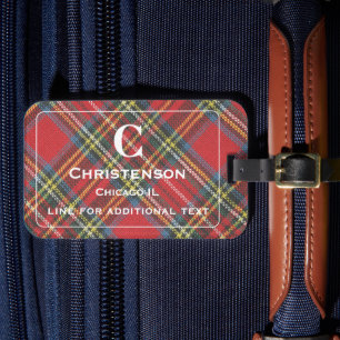 Étiquette À Bagage Marquage blanc sur impression carreaux tartan Stew