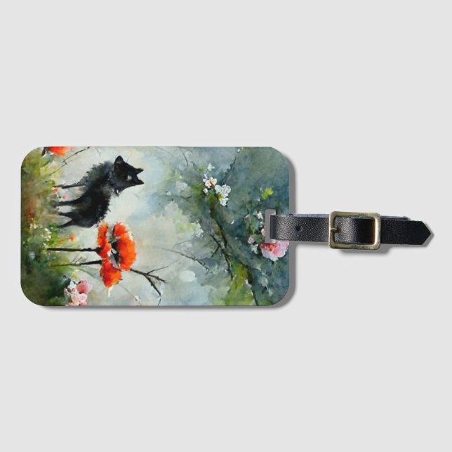 Étiquette À Bagage Marque de bagage d'animal sauvage floral mignon (Devant Horizontal)