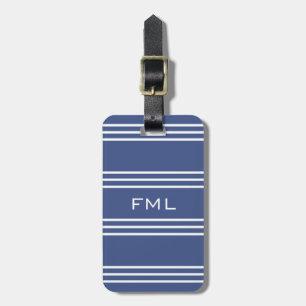 Étiquette À Bagage Marque de bagage personnalisée Marine Blue Stripes