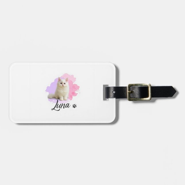 Étiquette À Bagage Marque-page de bagage – Art de chat mignon – Luna (Devant horizontal)