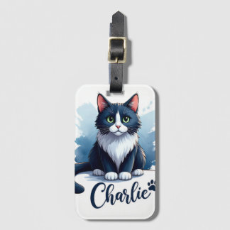 Étiquette À Bagage Marque-page de bagage avec illustration de chat mi