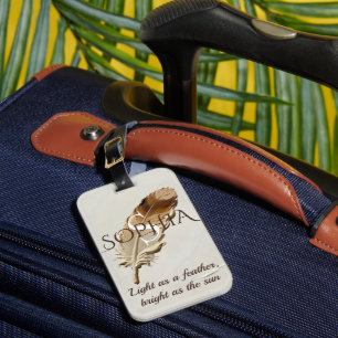 Étiquette À Bagage Marque-page personnalisé en plume marron chaud