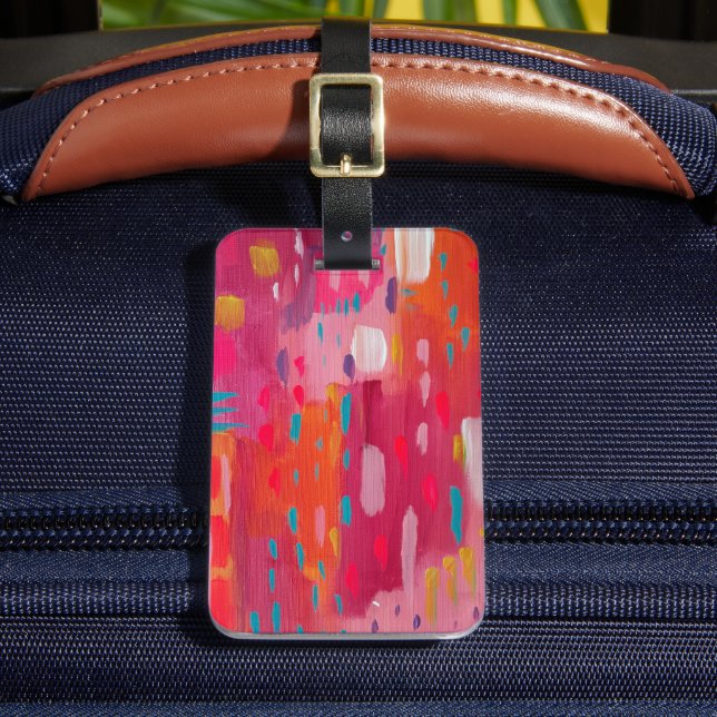 Étiquette À Bagage Marques de pinceau rose et orange Abstraites (Insitu Rectoal 2)