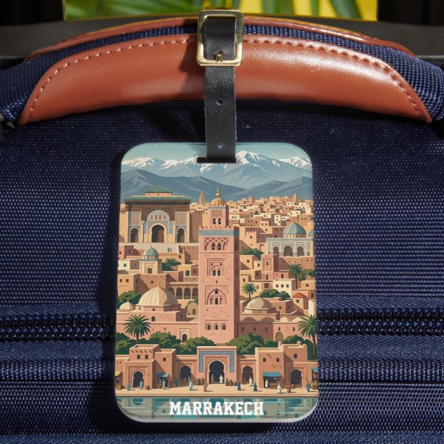 Étiquette À Bagage Marrakech Maroc Architecture Vintage Voyage (Insitu Rectoal 2)