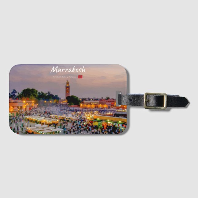 Étiquette À Bagage Marrakech, Maroc - Place Jemaa el Fnaa (Devant Horizontal)