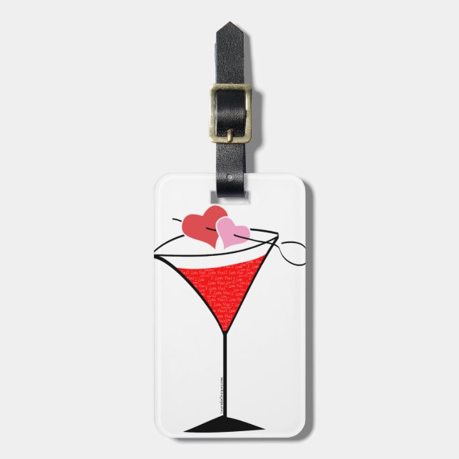Étiquette À Bagage Martini Hearts and Love (Devant Vertical)