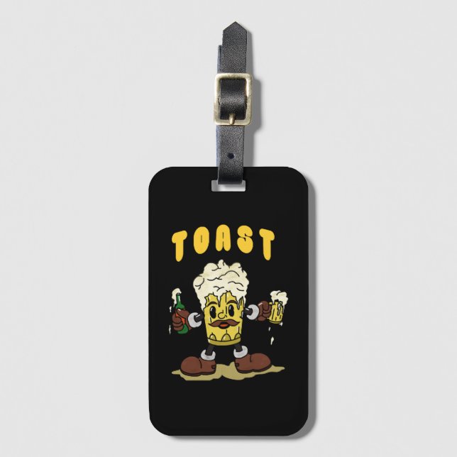 Étiquette À Bagage Mascotte du toast à la bière (Devant Vertical)