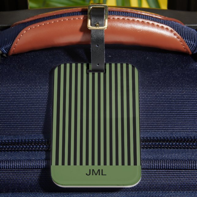 Étiquette À Bagage Masculine élégante Gris vert foncé et noir (Insitu Rectoal 2)