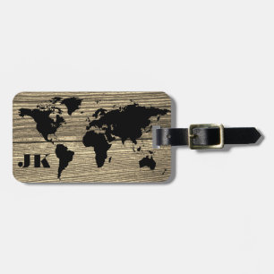 Étiquette À Bagage Masculine moderne élégante Bois monogrammé Nom